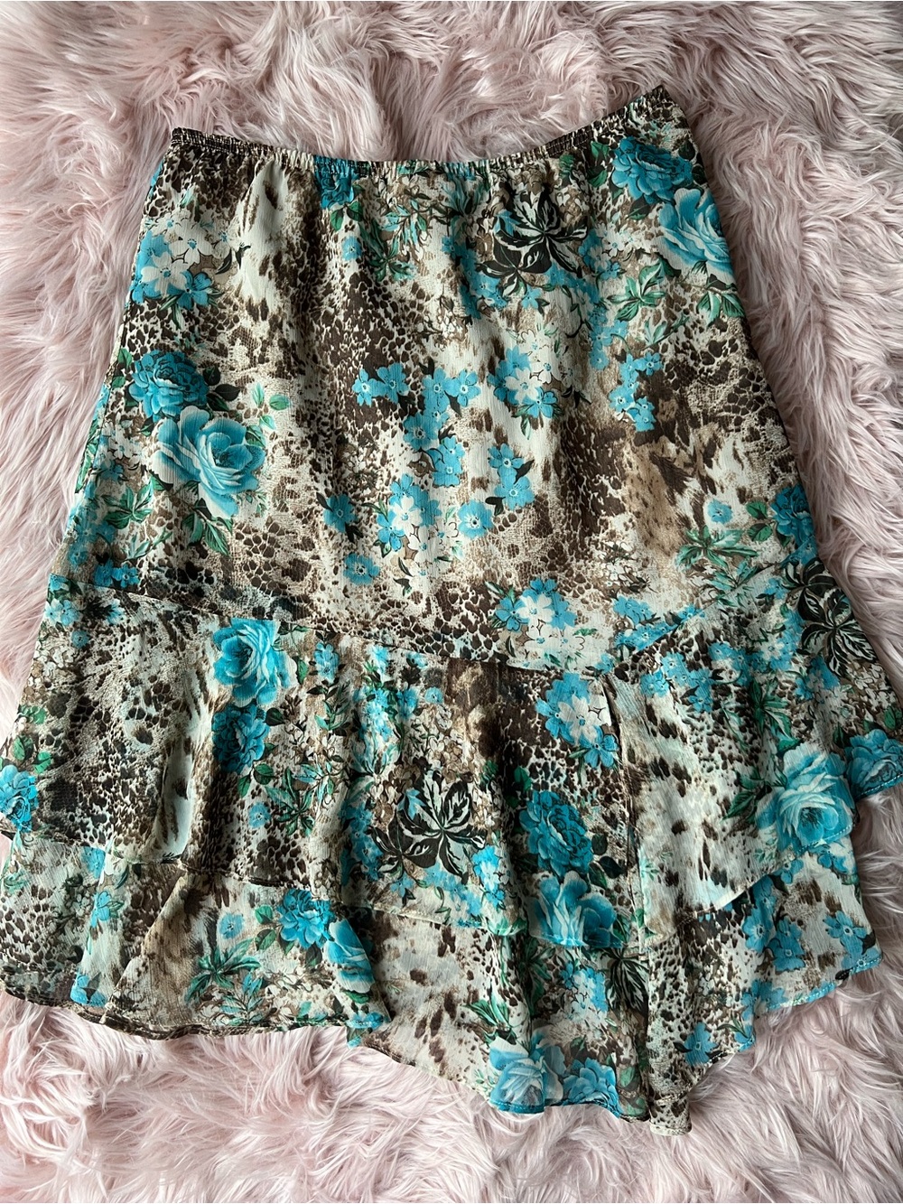 Vintage Made in Canada Vanity Fair Teal and Brown Floral Set